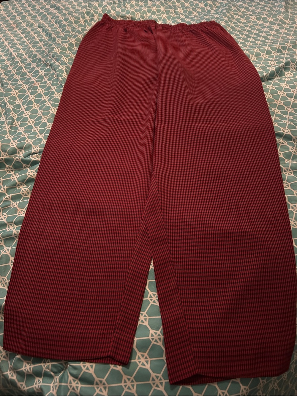 Men's Burgundy Houndstooth Pull-On Pants